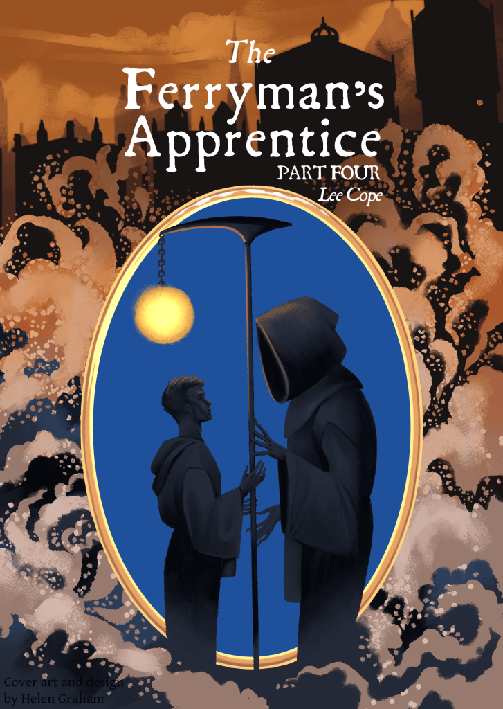 Cover art for The Ferryman's Apprentice, Book 4. Cover art and design by Helen Graham.